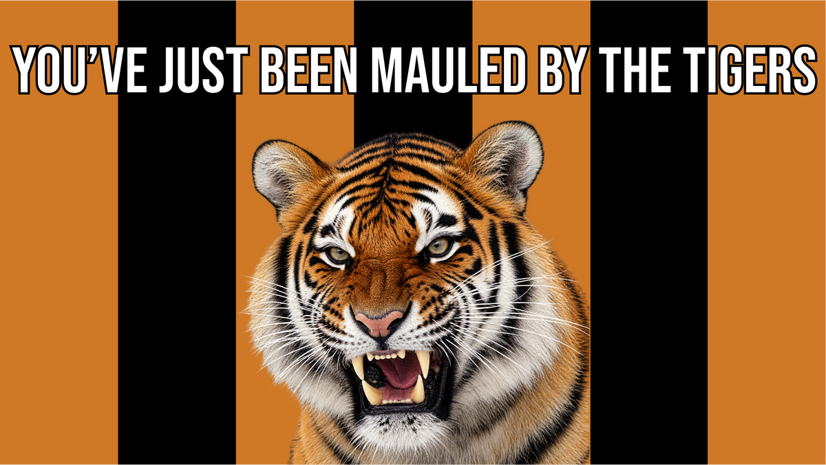 You've Been Mauled By The Tigers x10 custom football sticker