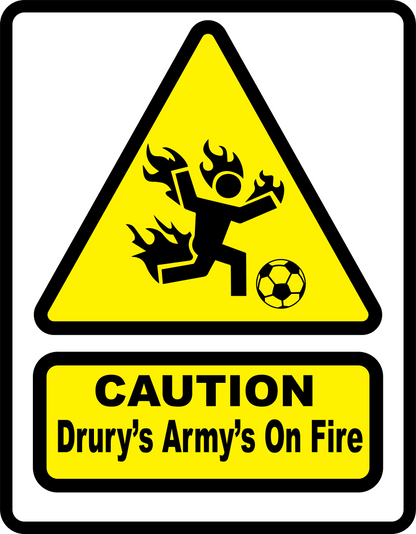 Caution Drury's Army Design custom football sticker waterproof vinyl